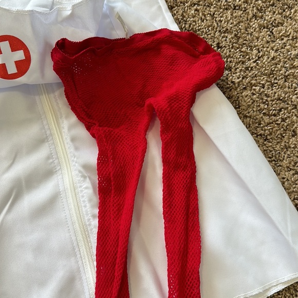 Hospital Honey Red/White Slutty Halloween Nurse Costume Medium - Picture 4 of 8